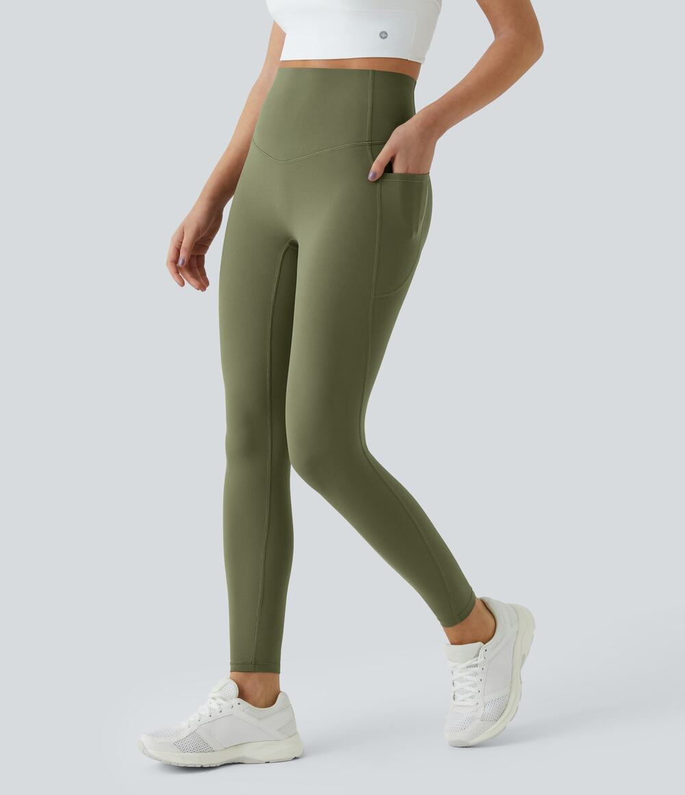 HALARA Small 7/8 Green UltraSculpt High Waisted Pocket Leggings Athleisure D8-9